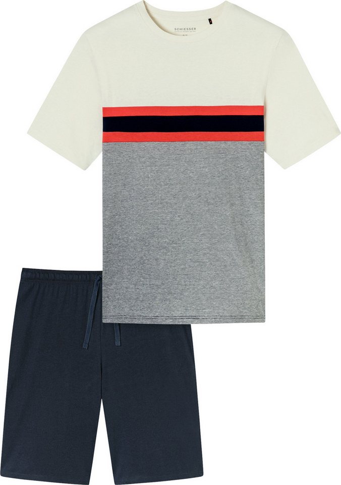 Schiesser Pyjama Herren-Shorty Single-Jersey Streifen von Schiesser