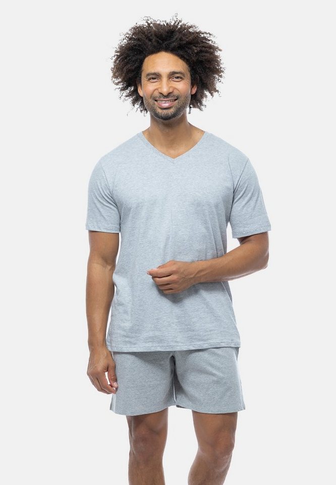 Schiesser Pyjama Mix (Set, 2 tlg) Schlafanzug - Baumwolle - Kurzarm-Shirt mit V-Ausschnitt von Schiesser