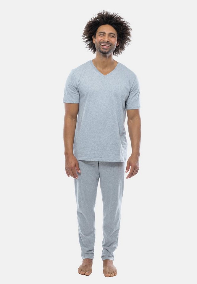 Schiesser Pyjama Mix (Set, 2 tlg) Schlafanzug - Baumwolle - Kurzarm-Shirt mit V-Ausschnitt von Schiesser