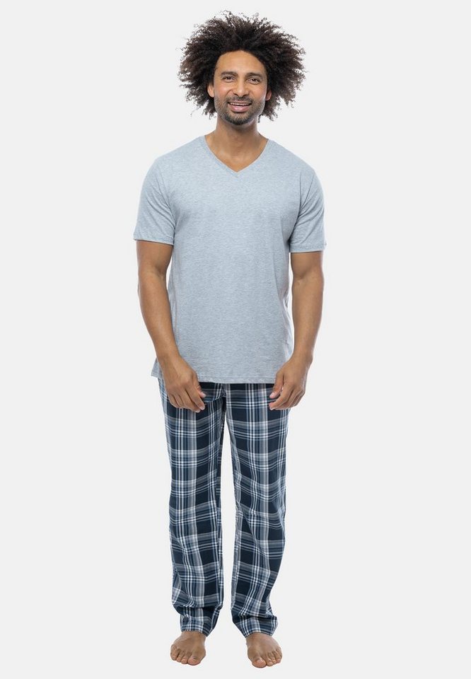 Schiesser Pyjama Mix (Set, 2 tlg) Schlafanzug - Baumwolle - Kurzarm-Shirt mit V-Ausschnitt von Schiesser