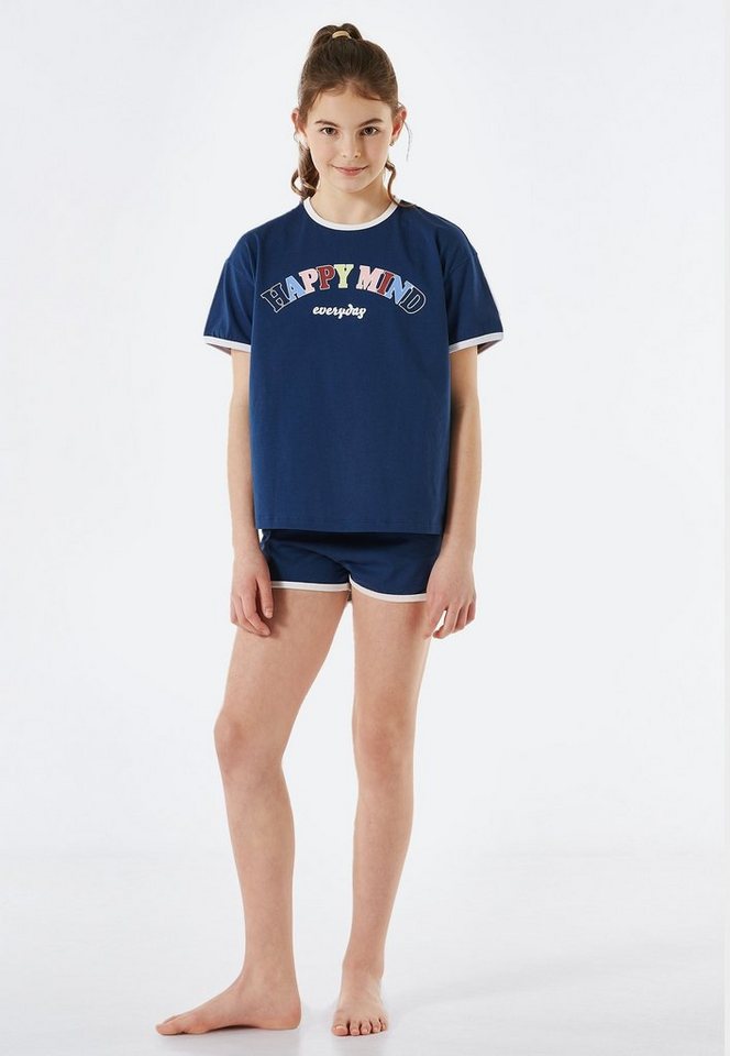 Schiesser Pyjama Nightwear" (2 tlg) unifarbenes T-Shirt mit Print" von Schiesser