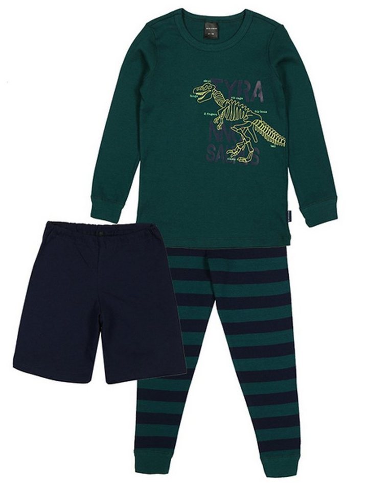 Schiesser Schlafanzug Supersaurus (Set, 3 tlg., Set) Jungen Schlafanzug lang, 3-teilig, 100% Baumwolle von Schiesser