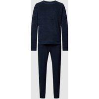 Schiesser Pyjama in unifarbenem Design in Marine, Größe XL von Schiesser