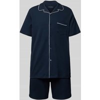 Schiesser Pyjama mit Reverskragen in Dunkelblau, Größe S von Schiesser