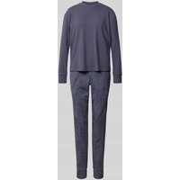 Schiesser Pyjama mit Rundhalsausschnitt in Blau, Größe 44 von Schiesser
