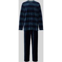 Schiesser Pyjama mit Rundhalsausschnitt in Jeansblau, Größe 52 von Schiesser