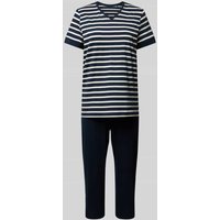 Schiesser Pyjama mit Streifenmuster in Blau, Größe 44 von Schiesser