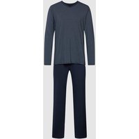 Schiesser Pyjama mit Streifenmuster in Dunkelblau, Größe S von Schiesser