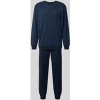 Schiesser Pyjama mit V-Ausschnitt in Dunkelblau, Größe 48 von Schiesser