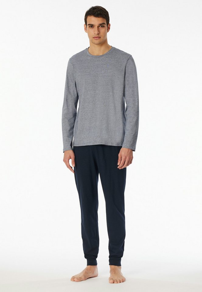 Schiesser Schlafanzug Casual Essentials (2 tlg) mit feinen, gestrickten Ringeln von Schiesser