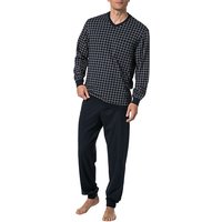 Schiesser Herren Pyjama blau Jersey-Baumwolle Kariert von Schiesser