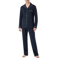Schiesser Herren Pyjama blau Jersey-Baumwolle unifarben von Schiesser