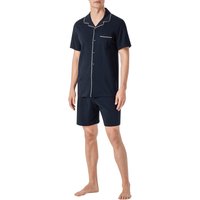 Schiesser Herren Pyjama blau Jersey-Baumwolle unifarben von Schiesser