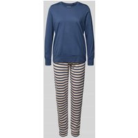 Schiesser Regular Fit Pyjama aus reiner Baumwolle Modell 'Schlafan' in Blau, Größe 40 von Schiesser