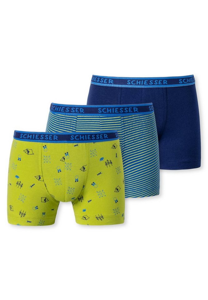 Schiesser Retro Boxer 3er Pack Teens Boys 95/5 Organic Cotton (Spar-Set, 3-St) Shorts - Baumwolle - Ohne Eingriff - von Schiesser