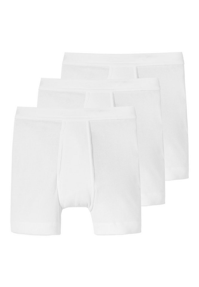 Schiesser Retro Boxer 3er Pack Essentials Doppelripp (Spar-Set, 3-St) Long Short / Pant - Baumwolle - mit Eingriff - Atmungsaktiv von Schiesser