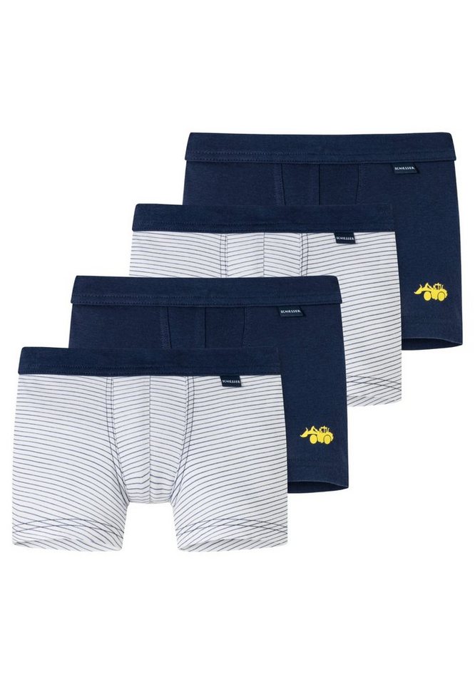 Schiesser Retro Boxer 4er Pack Kids Boys Feinripp Organic Cotton (Spar-Set, 4-St) Retro Short / Pant - Baumwolle - Ohne Eingriff - von Schiesser