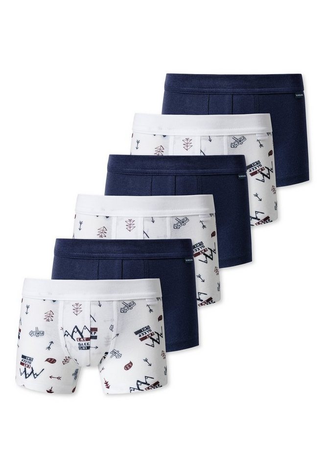 Schiesser Retro Boxer 6er Pack Kids Boys Feinripp Organic Cotton (Spar-Set, 6-St) Retro Short / Pant - Baumwolle - Ohne Eingriff - von Schiesser