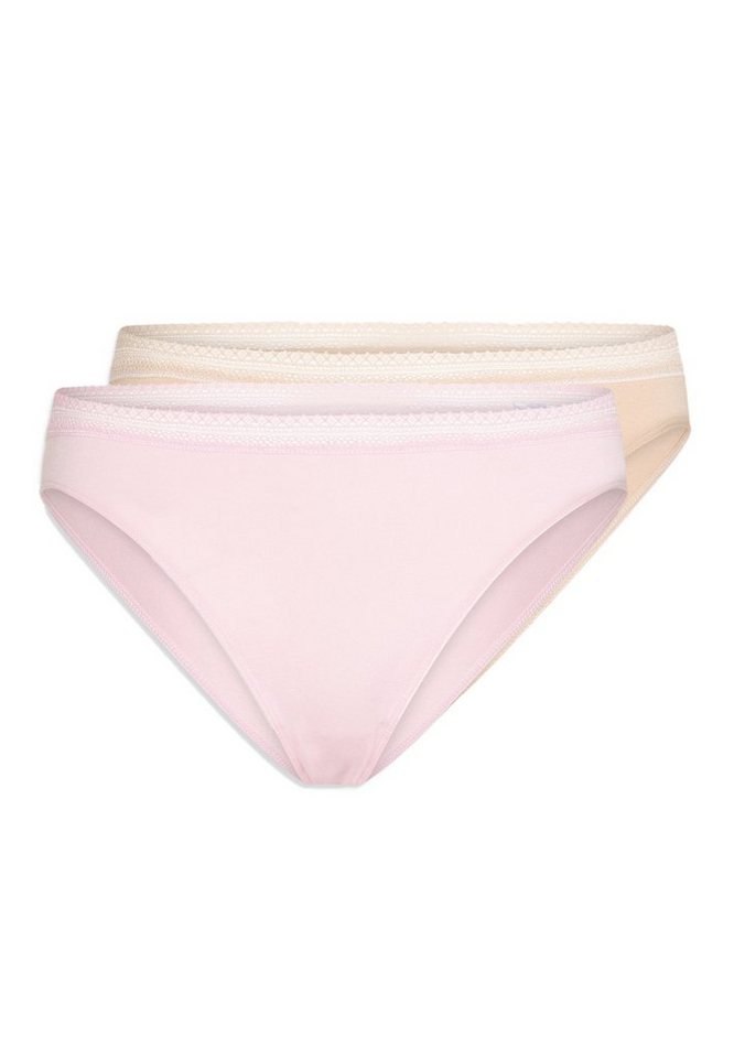 Schiesser Rioslip 2er Pack Cotton Lace (Spar-Set, 2-St) Rio Slip - Baumwolle - Atmungsaktiv - Mit Spitzenband am Bund von Schiesser