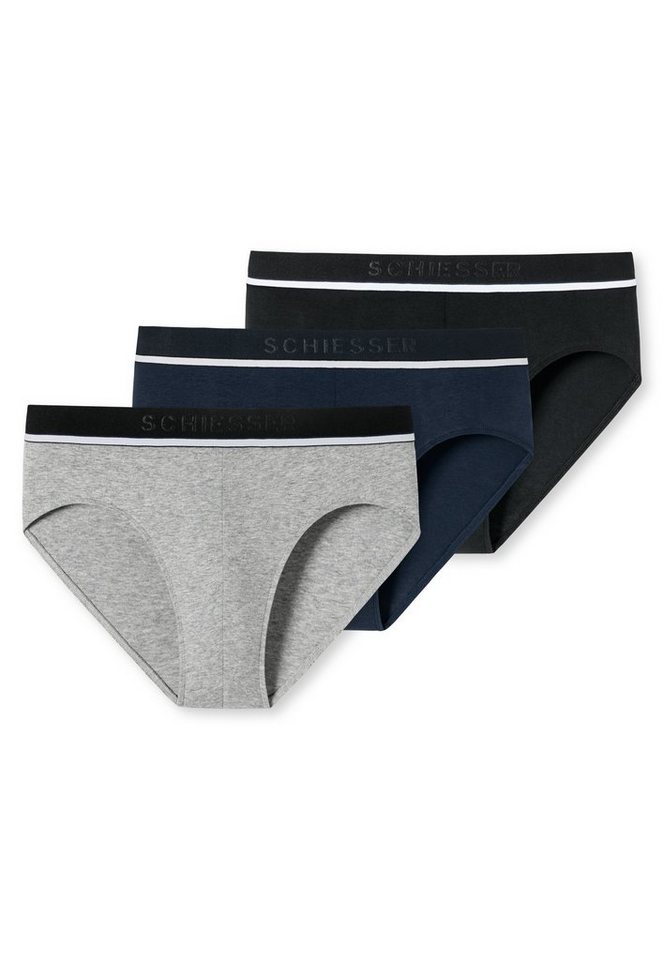 Schiesser Rioslip "95/5" (3er-Pack) mit sportlichem Logo-Webgummibund mit schmalen weißem Ansatz von Schiesser