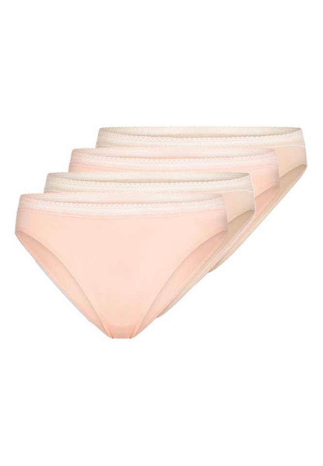 Schiesser Rioslip 4er Pack Cotton Lace (Spar-Set, 4-St) Rio Slip - Baumwolle - Atmungsaktiv - Mit Spitzenband am Bund von Schiesser