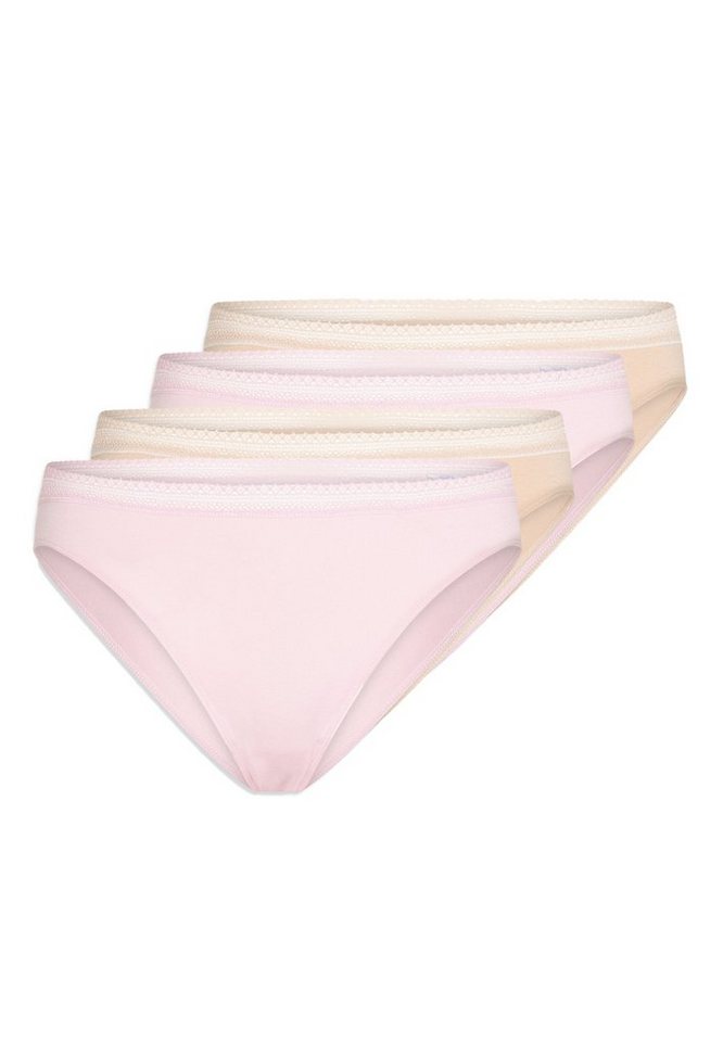 Schiesser Rioslip 4er Pack Cotton Lace (Spar-Set, 4-St) Rio Slip - Baumwolle - Atmungsaktiv - Mit Spitzenband am Bund von Schiesser