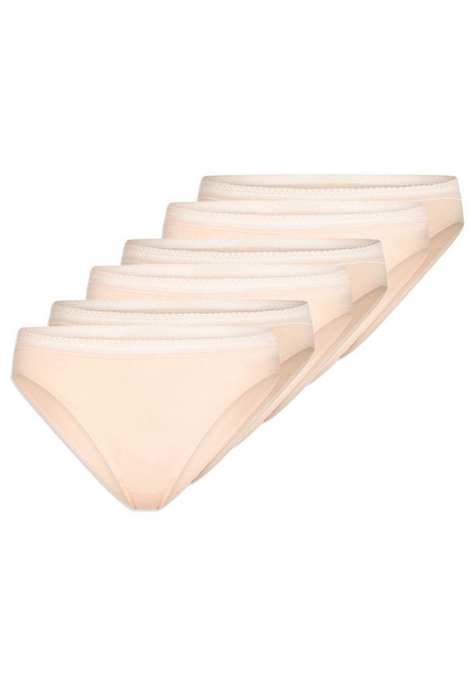 Schiesser Rioslip 6er Pack Cotton Lace (Spar-Set, 6-St) Rio Slip - Baumwolle - Atmungsaktiv - Mit Spitzenband am Bund von Schiesser