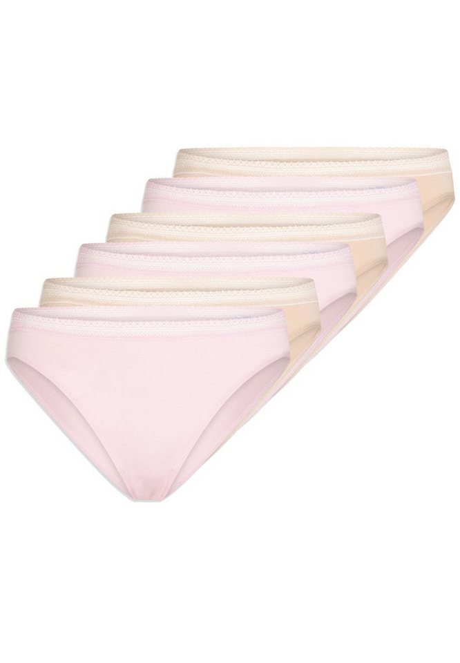 Schiesser Rioslip 6er Pack Cotton Lace (Spar-Set, 6-St) Rio Slip - Baumwolle - Atmungsaktiv - Mit Spitzenband am Bund von Schiesser