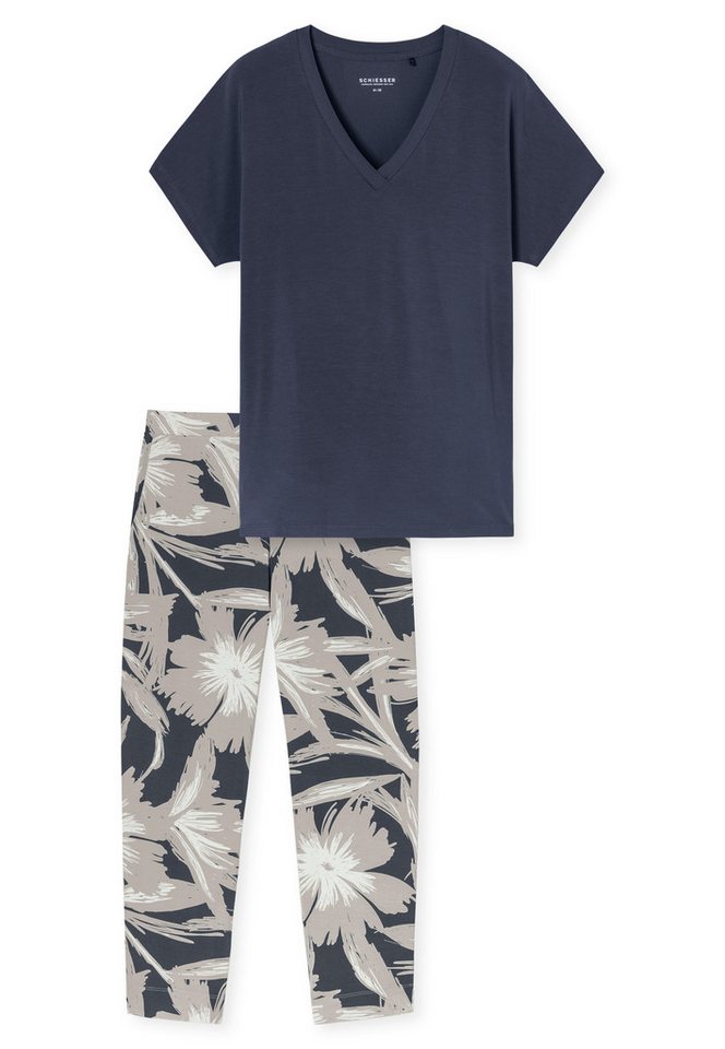 Schiesser Schlafanzug 7/8 Hose Damen Pyjama-Set Selected Premium Modal von Schiesser
