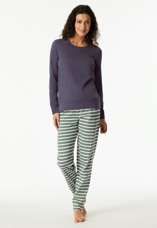 Schiesser Schlafanzug Casual Essentials (2 tlg) Baumwolle, Rundhalsausschnitt, langärmelig von Schiesser