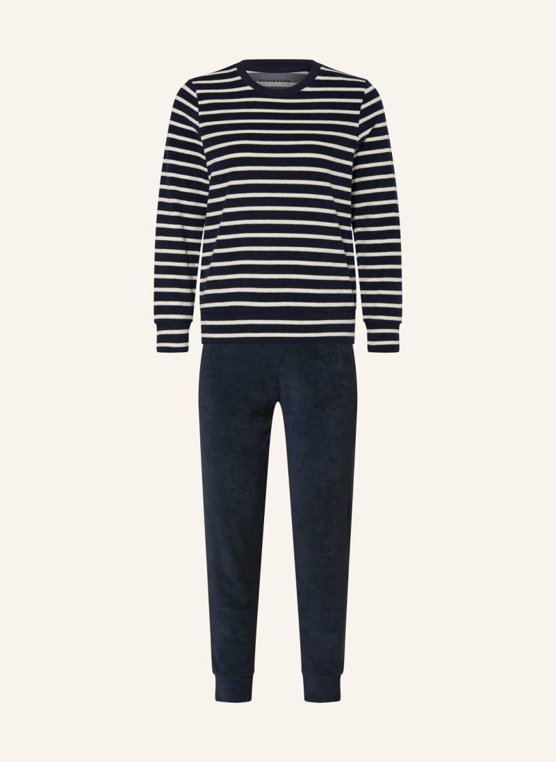 Schiesser Schlafanzug Casual Essentials Aus Frottee blau von Schiesser