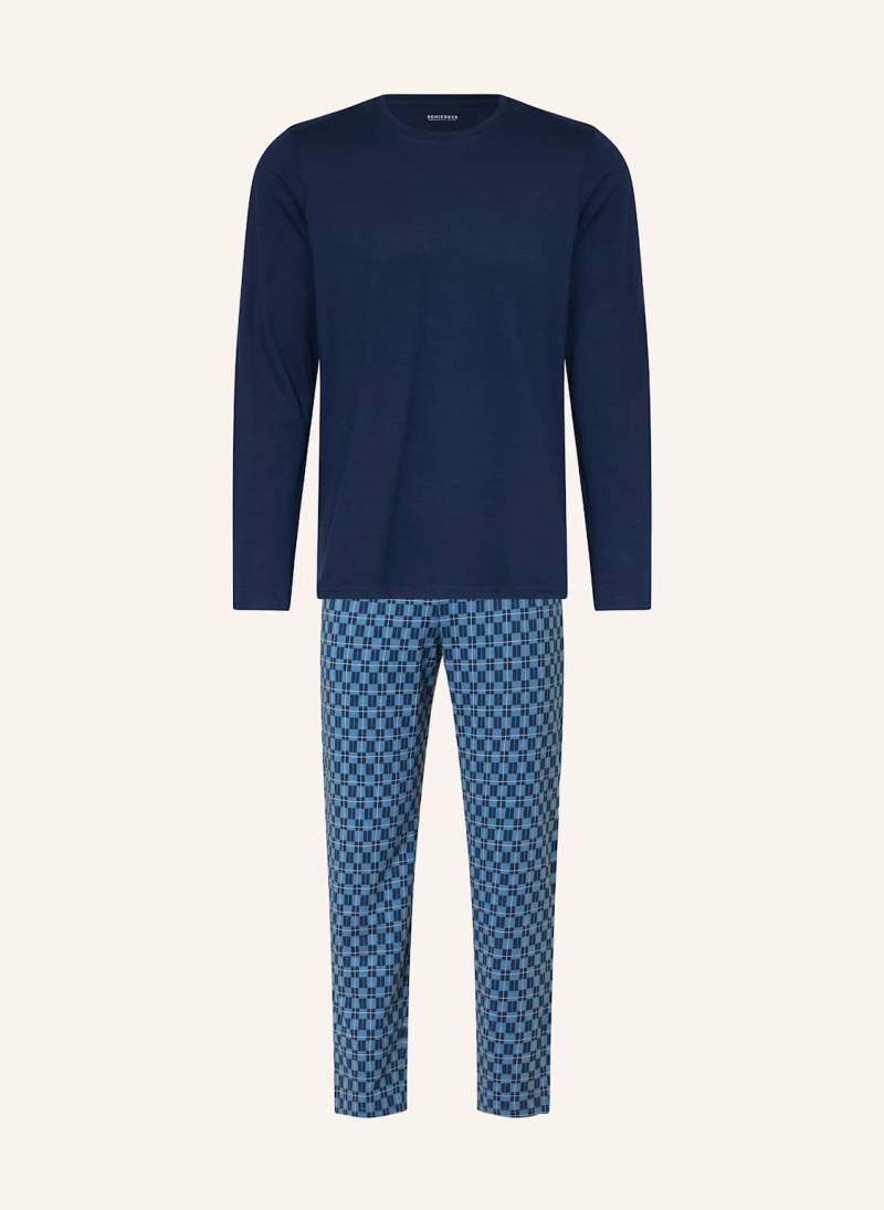 Schiesser Schlafanzug Casual Essentials blau von Schiesser