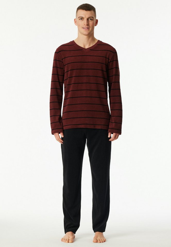 Schiesser Schlafanzug Casual Nightwear (2 tlg) seitliche Taschen, wärmend, Frottee, V-Ausschnitt, Langarm von Schiesser