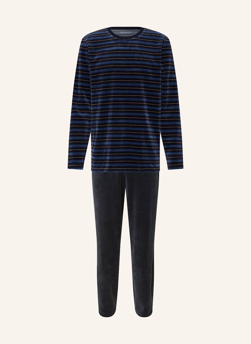 Schiesser Schlafanzug Casual Nightwear Aus Nicki blau von Schiesser