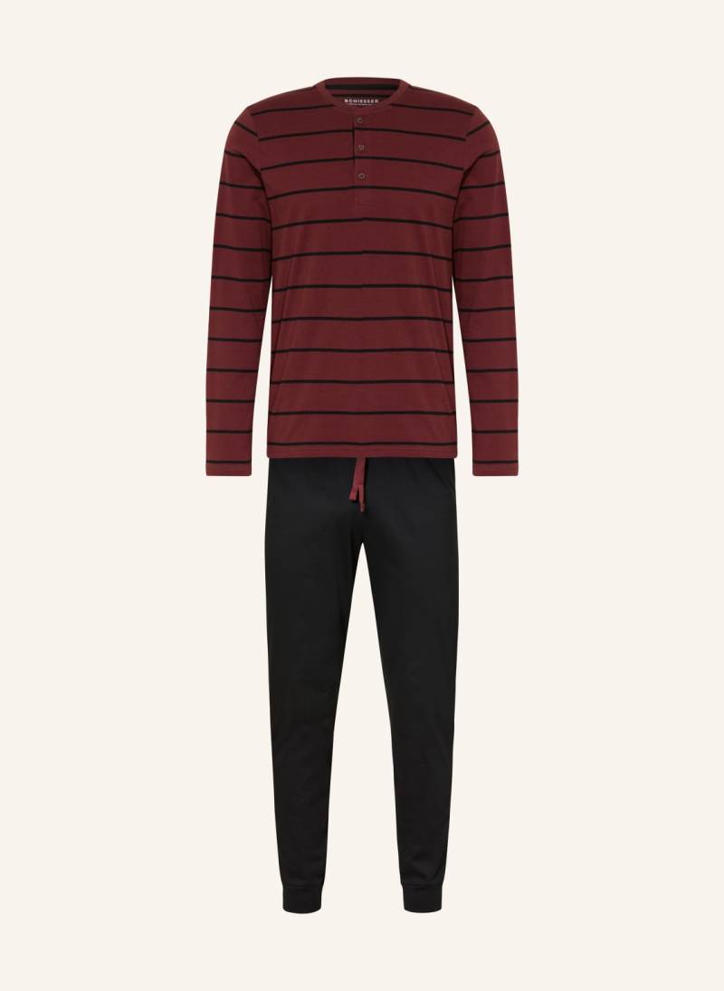 Schiesser Schlafanzug Casual Nightwear rot von Schiesser