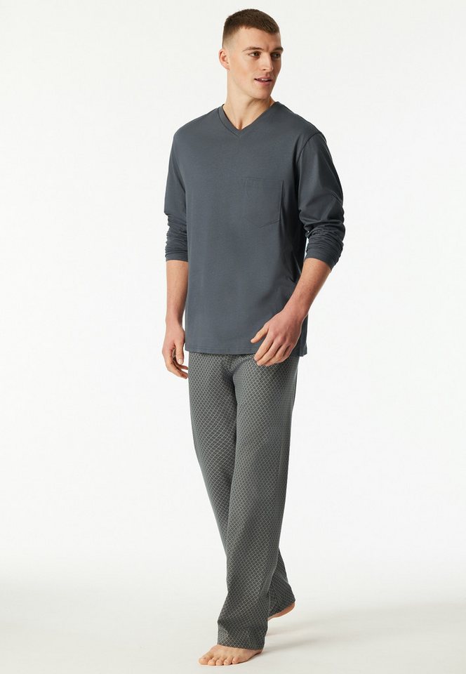 Schiesser Schlafanzug Comfort Essentials (2 tlg) mit V-Ausschnitt und aufgesetzter Brusttasche von Schiesser