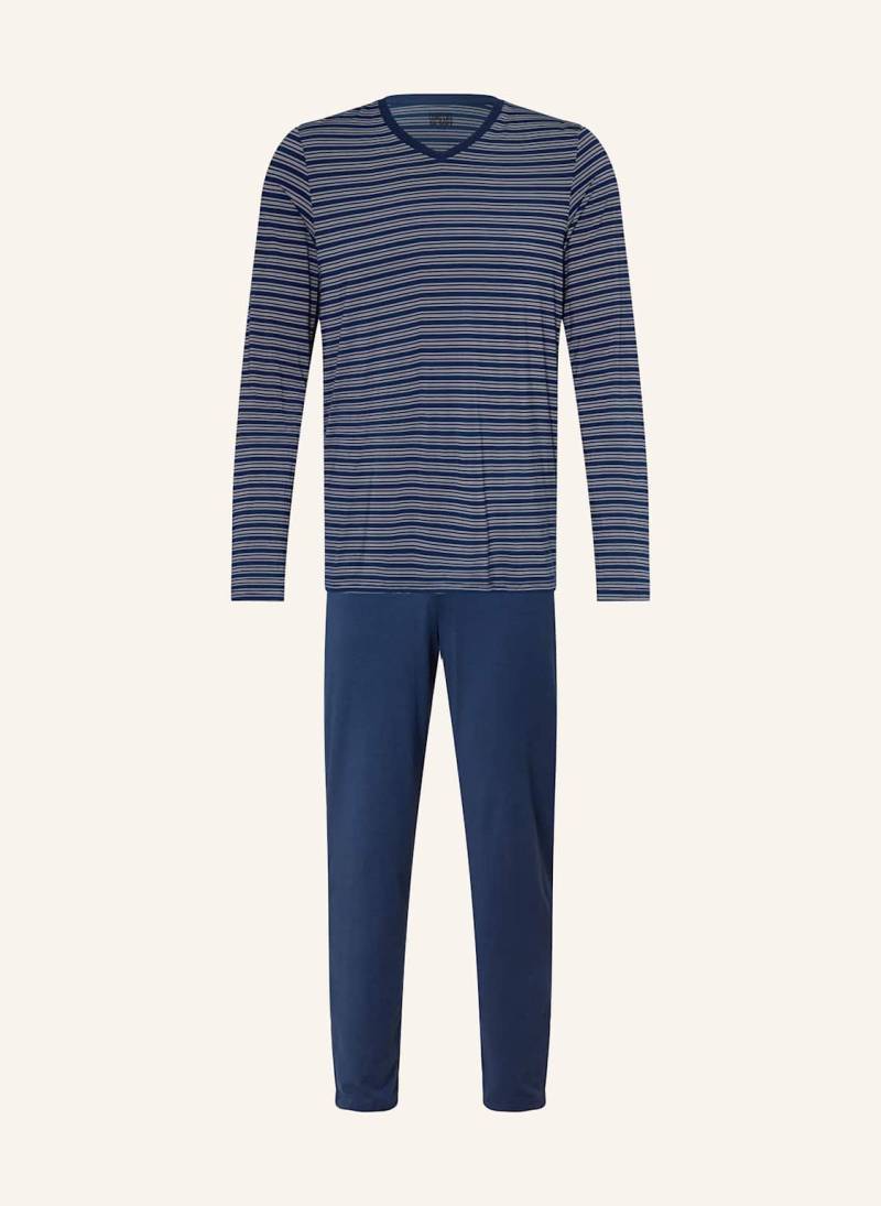 Schiesser Schlafanzug Long Life Soft blau von Schiesser