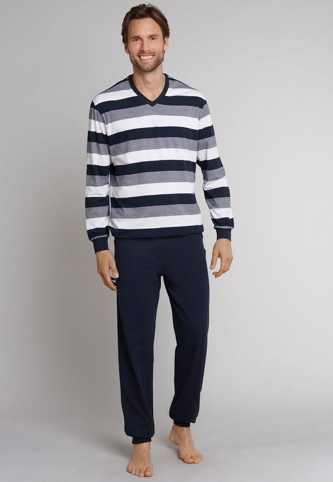 Schiesser Pyjama Dark Sapphire (2 tlg) mit Blockringeln von Schiesser