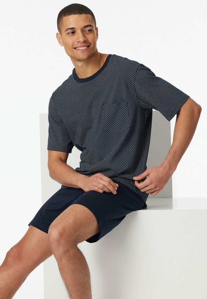 Schiesser Shorty Comfort Essentials (2 tlg) mit gemustertem Oberteil von Schiesser