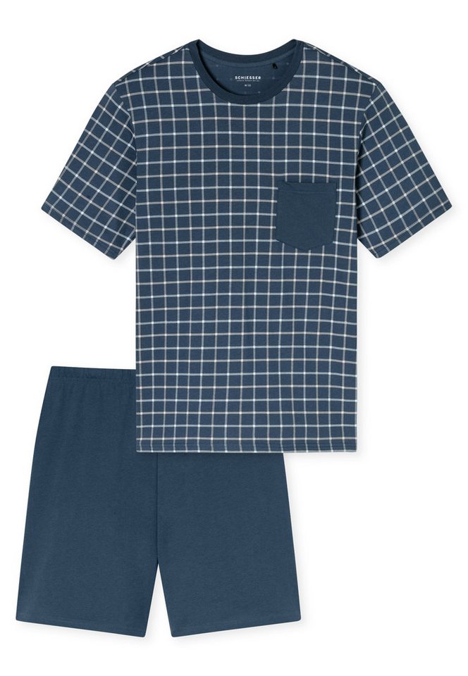 Schiesser Shorty Comfort Essentials Herren (Set, 2 tlg) Pyjama Set kurz - reine Baumwolle von Schiesser
