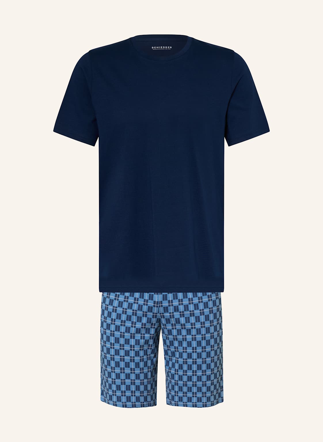 Schiesser Shorty-Schlafanzug Casual Essentials blau von Schiesser