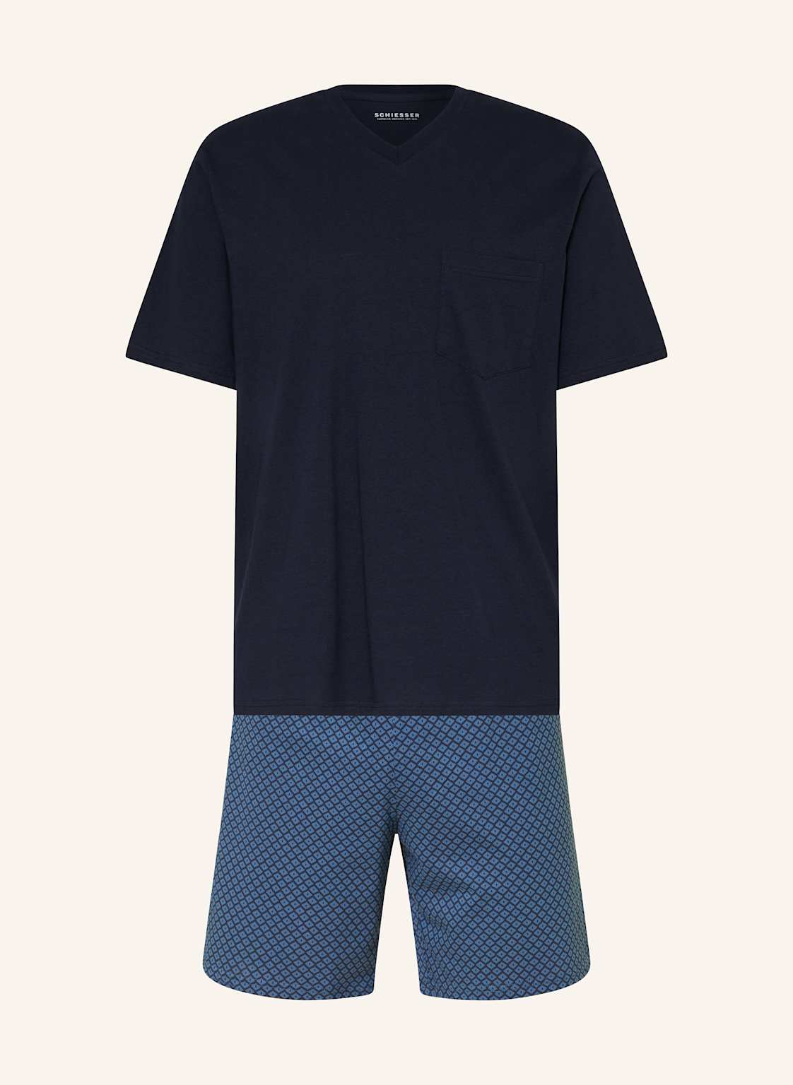 Schiesser Shorty-Schlafanzug Comfort Essentials blau von Schiesser