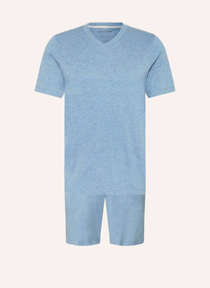 Schiesser Shorty-Schlafanzug Modern Nightwear blau von Schiesser