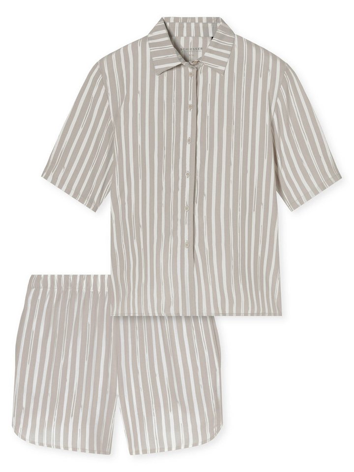Schiesser Shorty Selected Premium 7/8 (2 tlg) leichter Schlafanzug Kurz von Schiesser