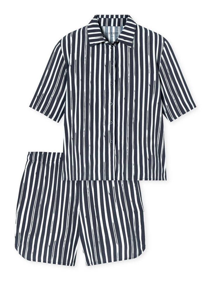 Schiesser Shorty Selected Premium 7/8 (2 tlg) leichter Schlafanzug Kurz von Schiesser