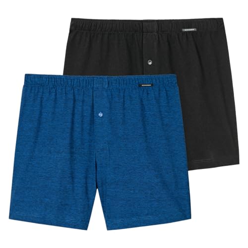 Schiesser - Singel-Jersey - Boxershorts - 2er Pack (8 Blau/Schwarz) von Schiesser