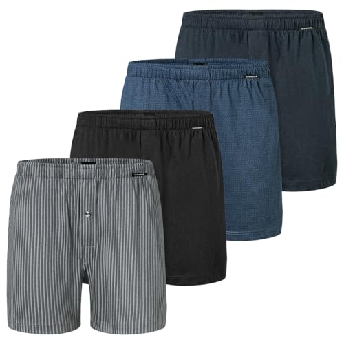 Schiesser - Singel-Jersey - Boxershorts - 4er Pack (5 Dunkelblau/schwarz/grau) von Schiesser