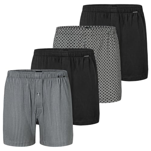 Schiesser - Singel-Jersey - Boxershorts - 4er Pack (5 Grau/schwarz) von Schiesser