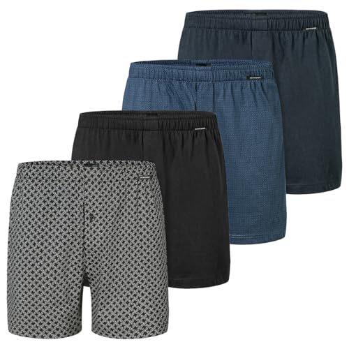 Schiesser - Singel-Jersey - Boxershorts - 4er Pack (8 Grau/schwarz/Dunkelblau) von Schiesser