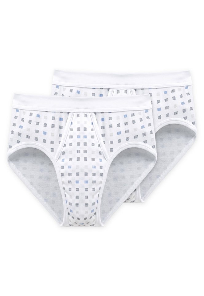 Schiesser Slip Essentials (2er Pack) mit Eingriff, Feinripp-Qualität, Softbund, kariert, Baumwolle von Schiesser